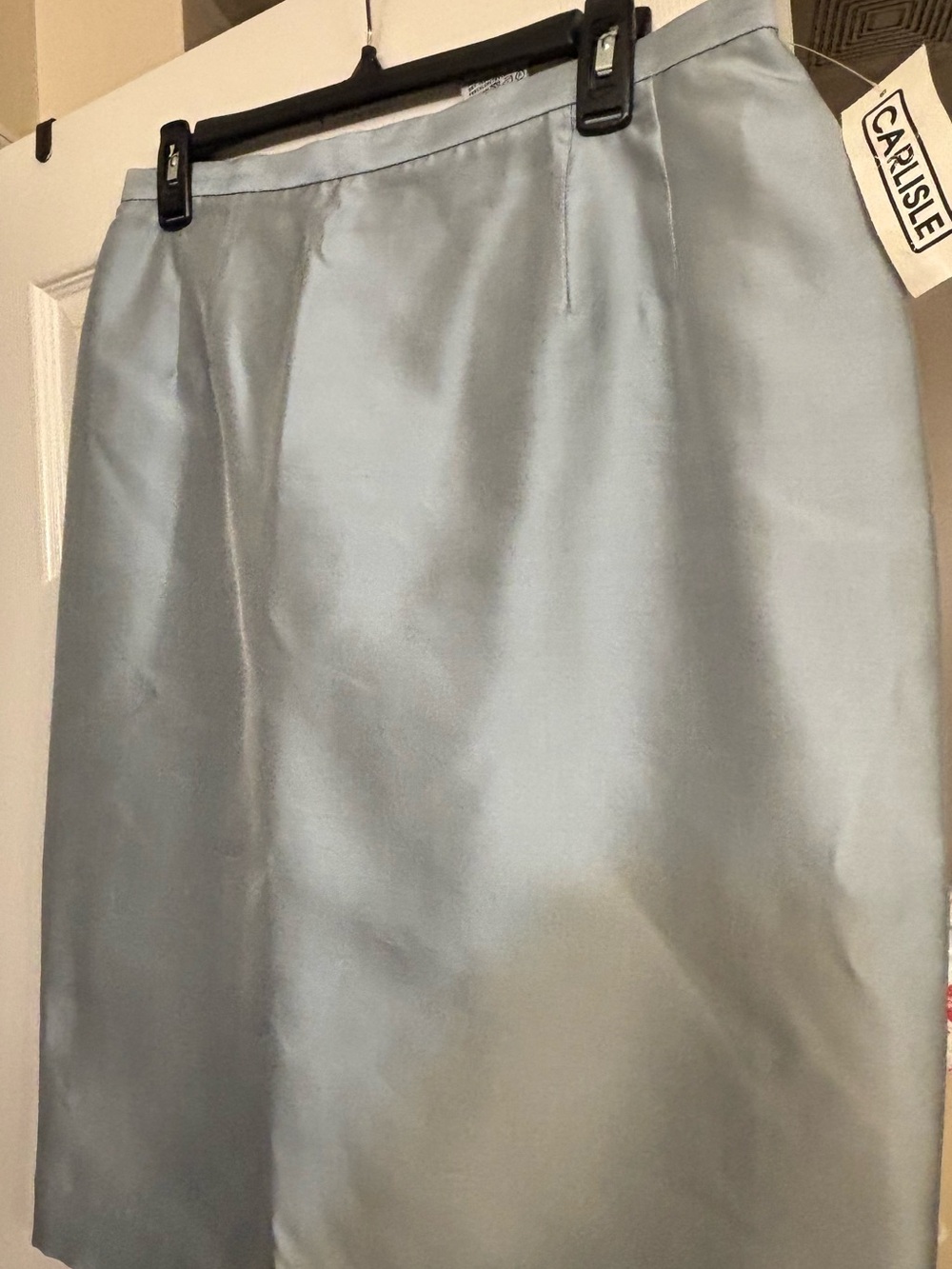 Carlisle Silk Pencil Skirt in Light Blue